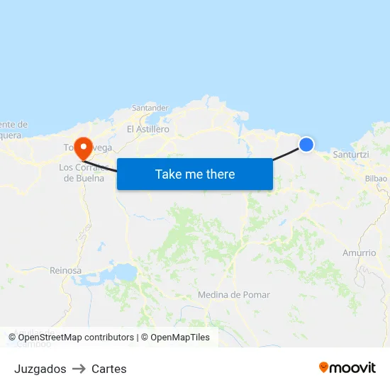 Juzgados to Cartes map