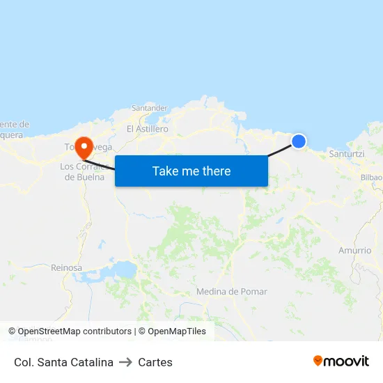 Col. Santa Catalina to Cartes map