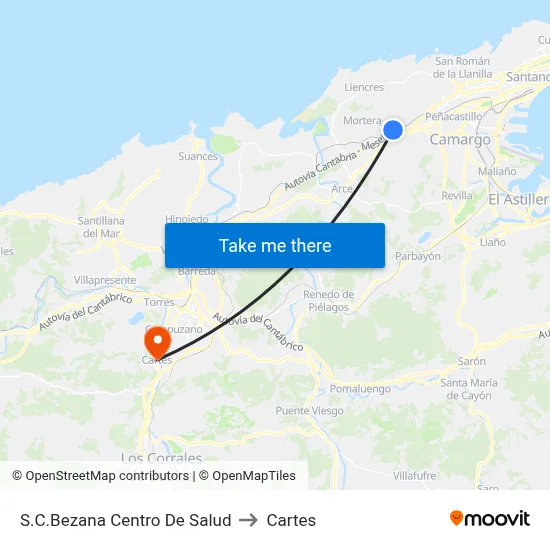 S.C.Bezana Centro De Salud to Cartes map