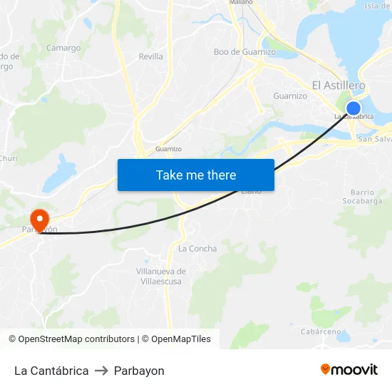 La Cantábrica to Parbayon map