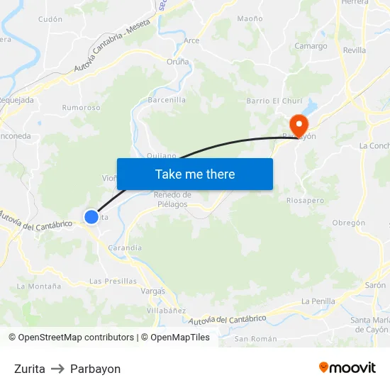 Zurita to Parbayon map