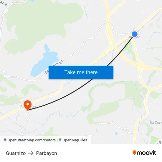 Guarnizo to Parbayon map