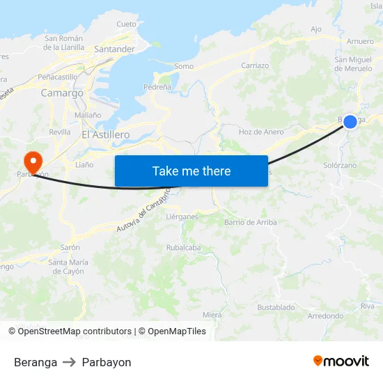Beranga to Parbayon map