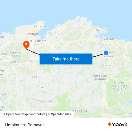 Limpias to Parbayon map