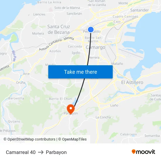 Camarreal 40 to Parbayon map