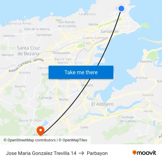 Jose Maria Gonzalez Trevilla 14 to Parbayon map