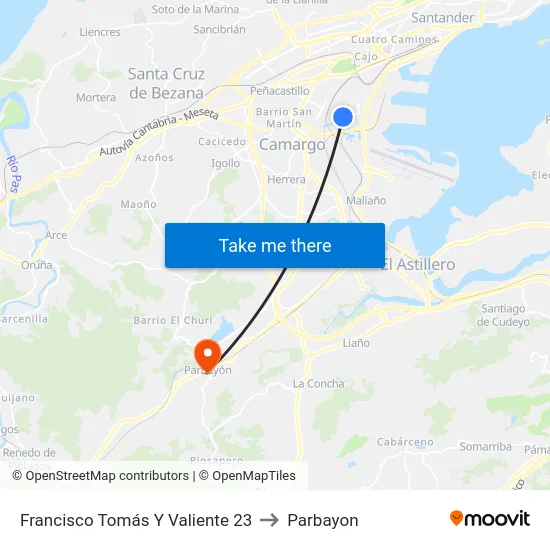 Francisco Tomás Y Valiente 23 to Parbayon map