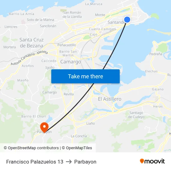 Francisco Palazuelos 13 to Parbayon map