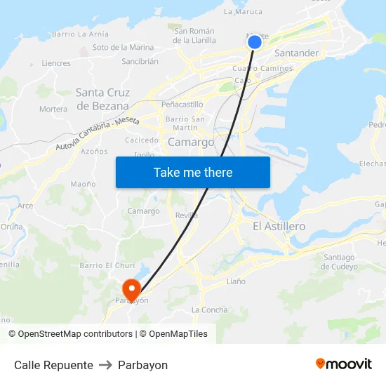 Calle Repuente to Parbayon map