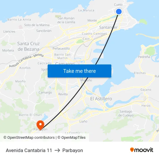 Avenida Cantabria 11 to Parbayon map