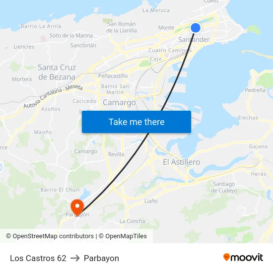 Los Castros 62 to Parbayon map