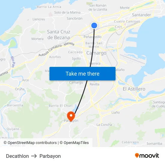 Decathlon to Parbayon map