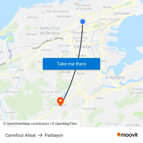Carrefour Alisal to Parbayon map