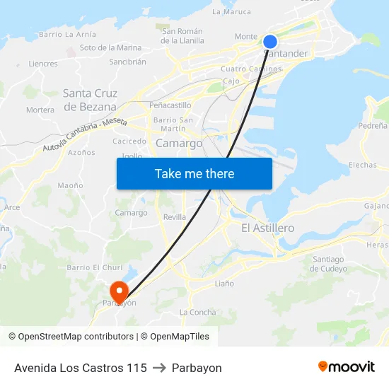 Avenida Los Castros 115 to Parbayon map