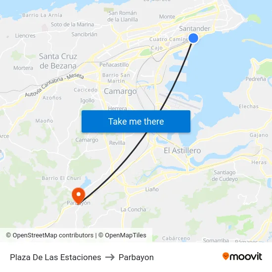 Plaza De Las Estaciones to Parbayon map
