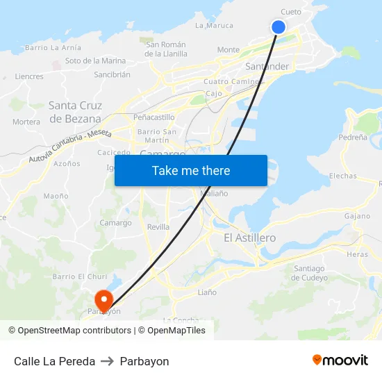 Calle La Pereda to Parbayon map