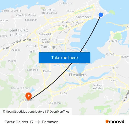 Perez Galdós 17 to Parbayon map
