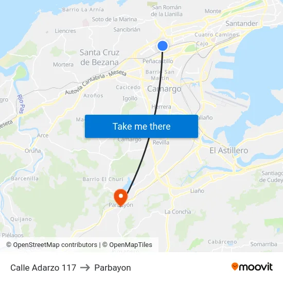 Calle Adarzo 117 to Parbayon map
