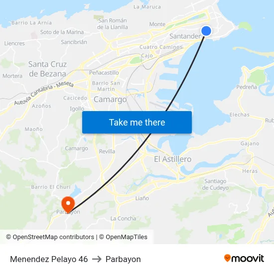 Menendez Pelayo 46 to Parbayon map