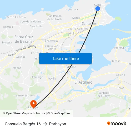 Consuelo Bergés 16 to Parbayon map