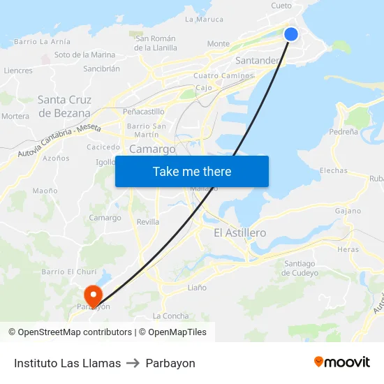 Instituto Las Llamas to Parbayon map