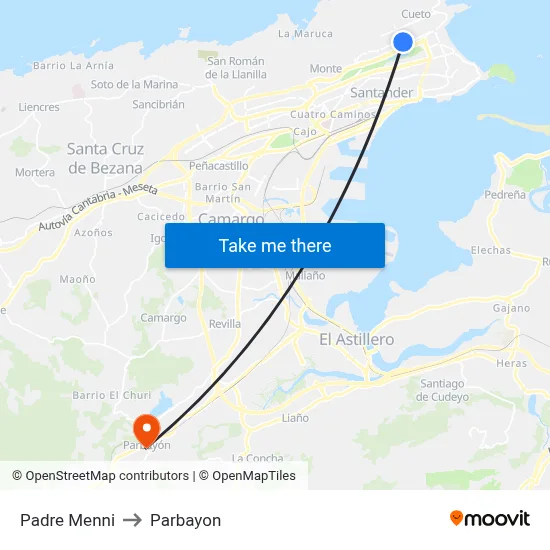 Padre Menni to Parbayon map