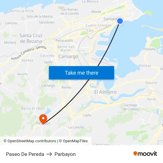 Paseo De Pereda to Parbayon map
