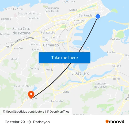 Castelar 29 to Parbayon map