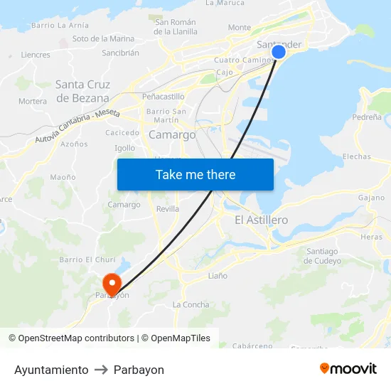 Ayuntamiento to Parbayon map