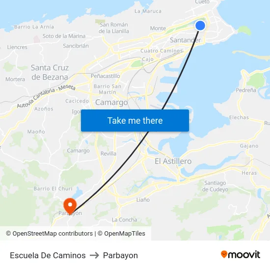 Escuela De Caminos to Parbayon map