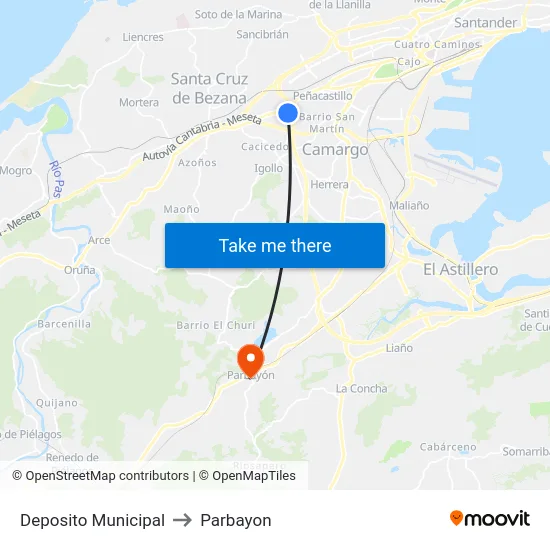 Deposito Municipal to Parbayon map