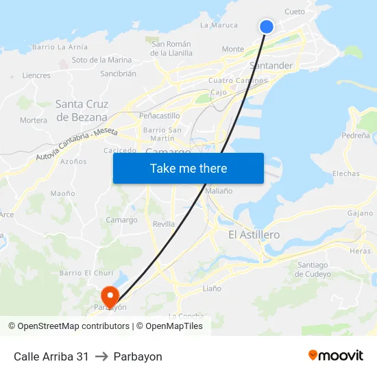 Calle Arriba 31 to Parbayon map