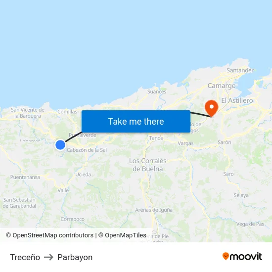 Treceño to Parbayon map