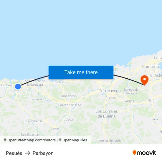 Pesués to Parbayon map