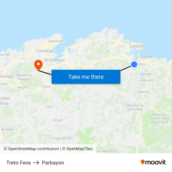 Treto Feve to Parbayon map