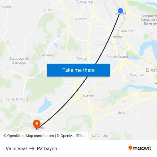 Valle Real to Parbayon map