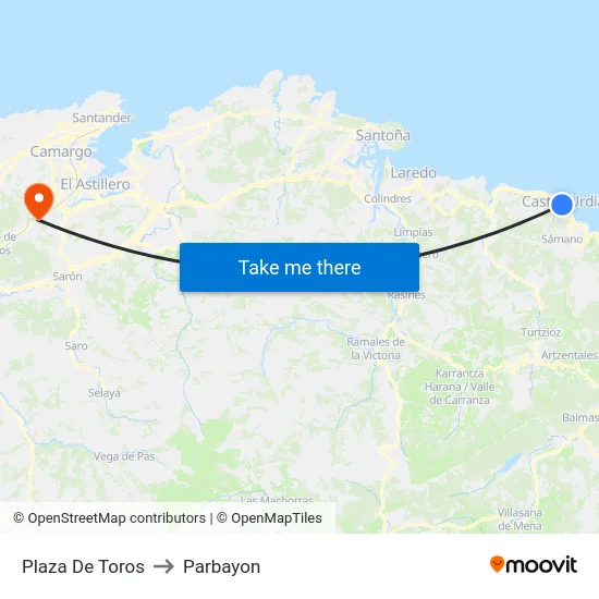 Plaza De Toros to Parbayon map