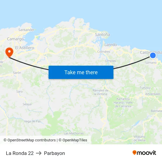 La Ronda 22 to Parbayon map