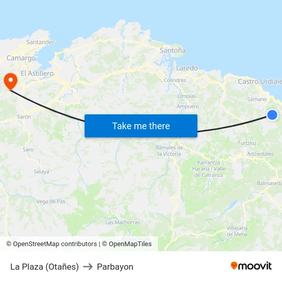 La Plaza (Otañes) to Parbayon map