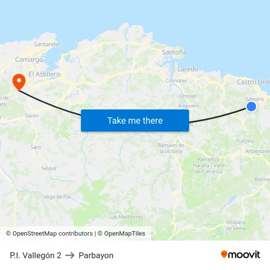 P.I. Vallegón 2 to Parbayon map