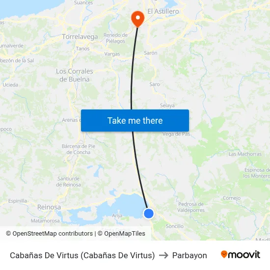 Cabañas De Virtus (Cabañas De Virtus) to Parbayon map