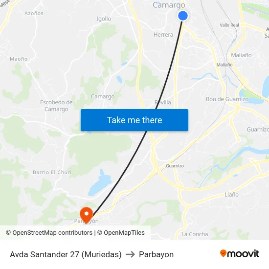 Avda Santander 27 (Muriedas) to Parbayon map