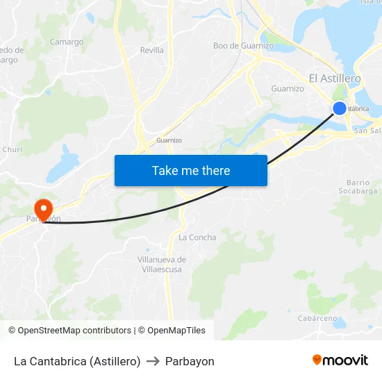 La Cantabrica (Astillero) to Parbayon map