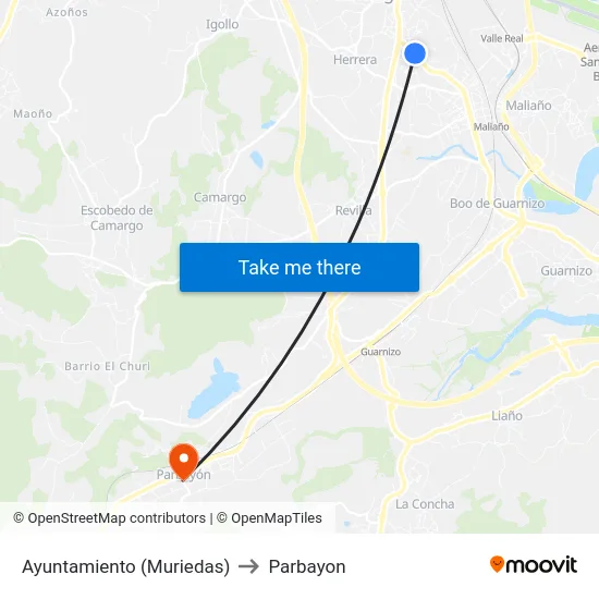 Ayuntamiento (Muriedas) to Parbayon map