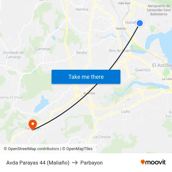 Avda Parayas 44 (Maliaño) to Parbayon map