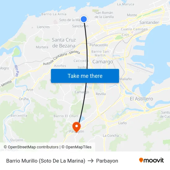 Barrio Murillo (Soto De La Marina) to Parbayon map