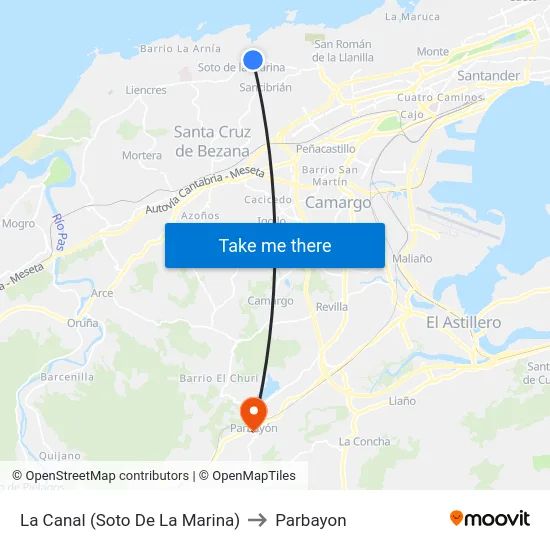 La Canal (Soto De La Marina) to Parbayon map