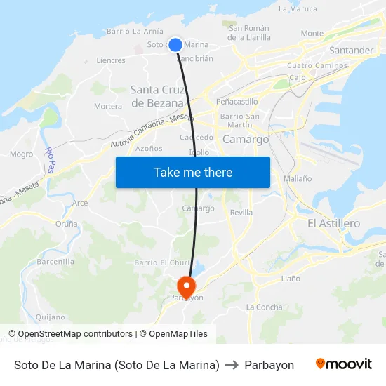 Soto De La Marina (Soto De La Marina) to Parbayon map