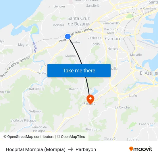 Hospital Mompia (Mompia) to Parbayon map