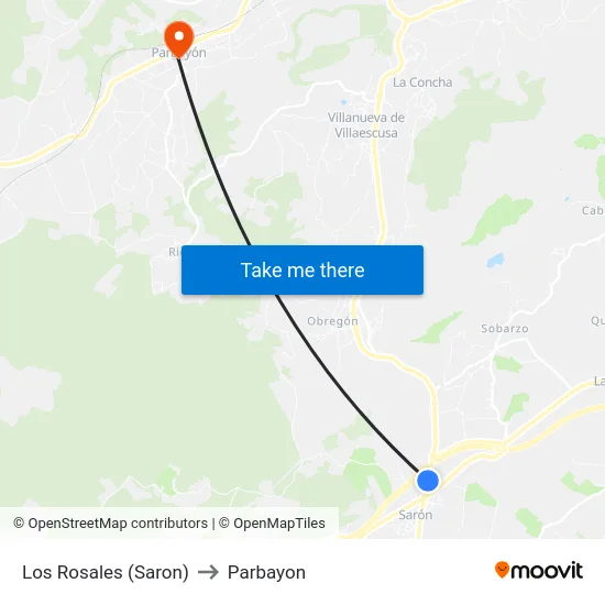 Los Rosales (Saron) to Parbayon map
